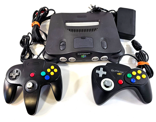 Nintendo 64 System 32MB Home Console NUS-001 - Two Controllers - Cords - TESTED