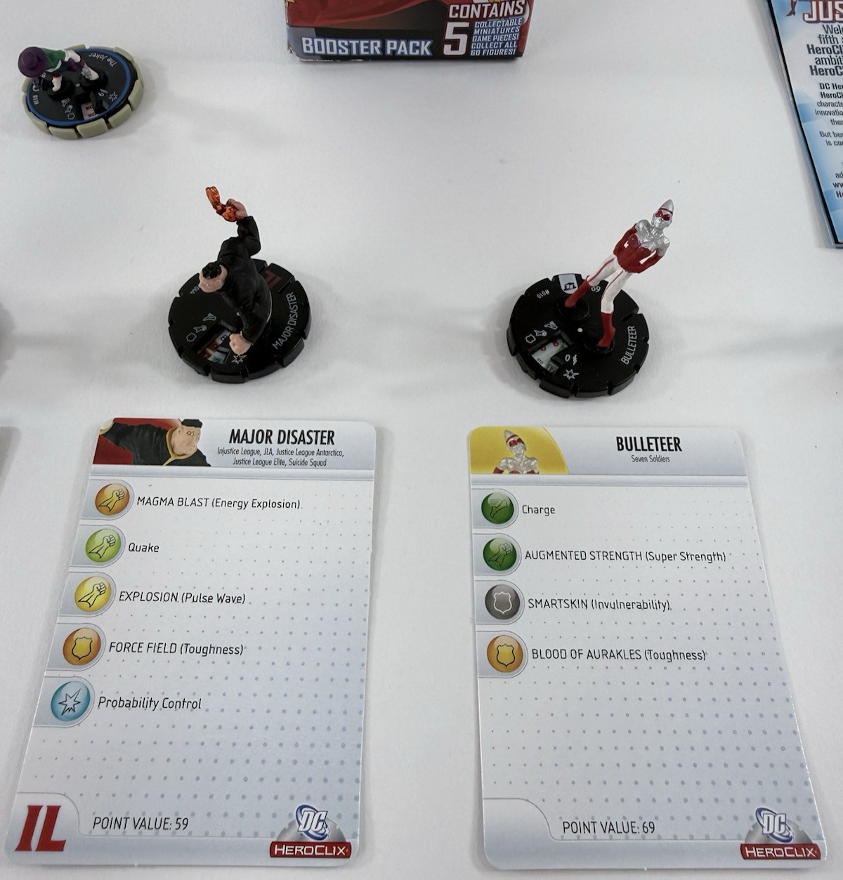 DC 2007 HeroClix Justice League Booster Pack (Set of 5+1) w/Box, Cards, Token