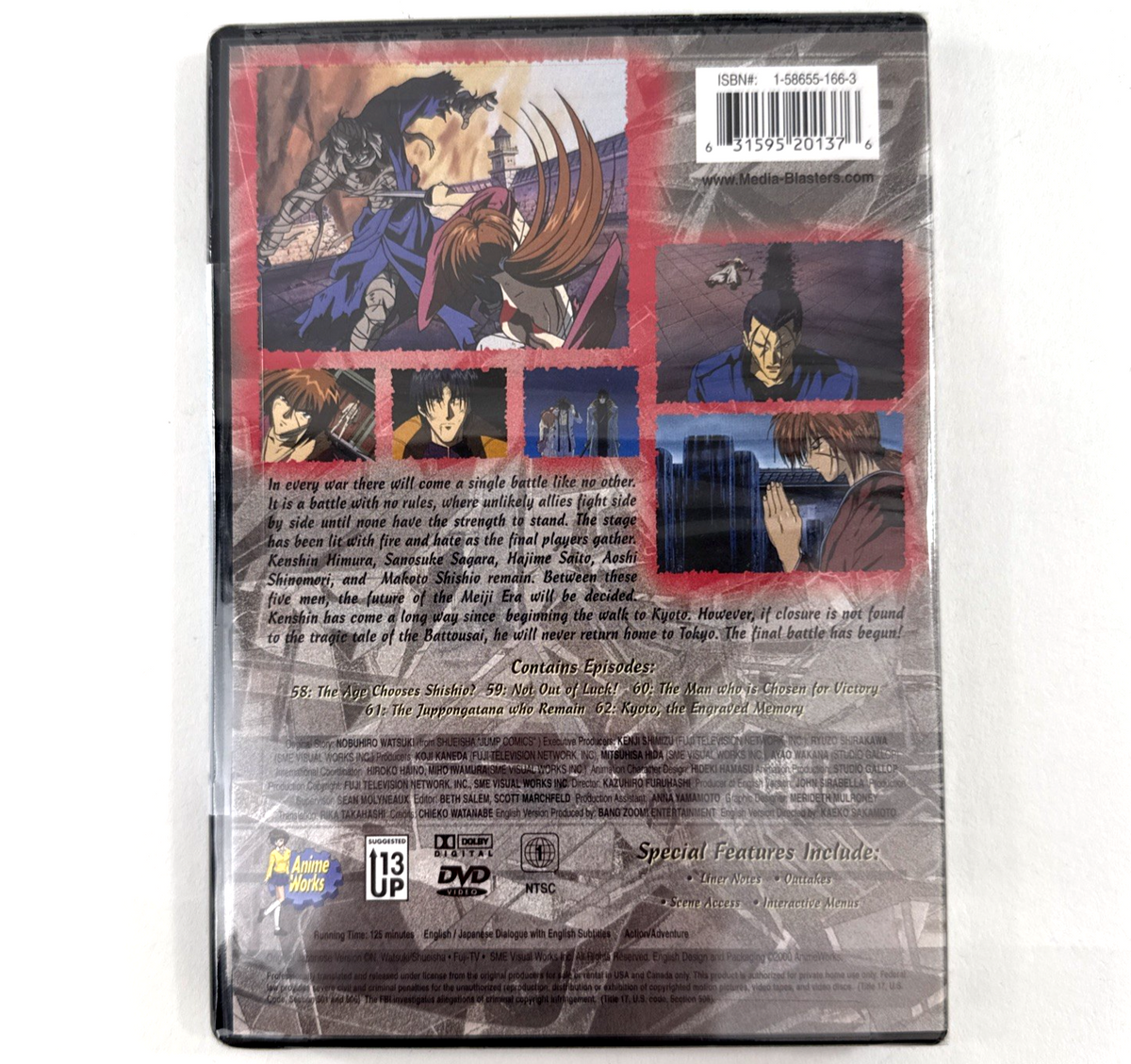 Rurouni Kenshin - Vol. 13 14 15 (DVD, 2001) Anime Works - New, Factory Sealed