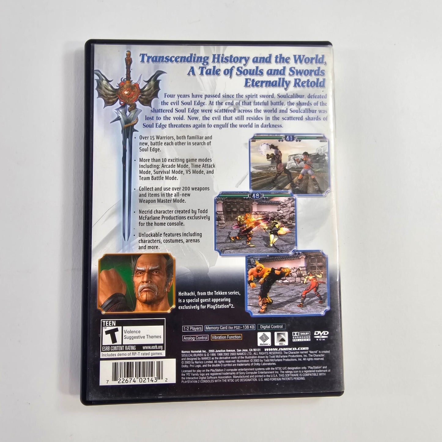 Soul Calibur II (PlayStation 2, 2003) Game Case Manual Registration Demo -Tested