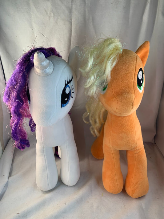 Ty Sparkle My Little Pony Applejack & Rarity Plush Pony Unicorn 15"