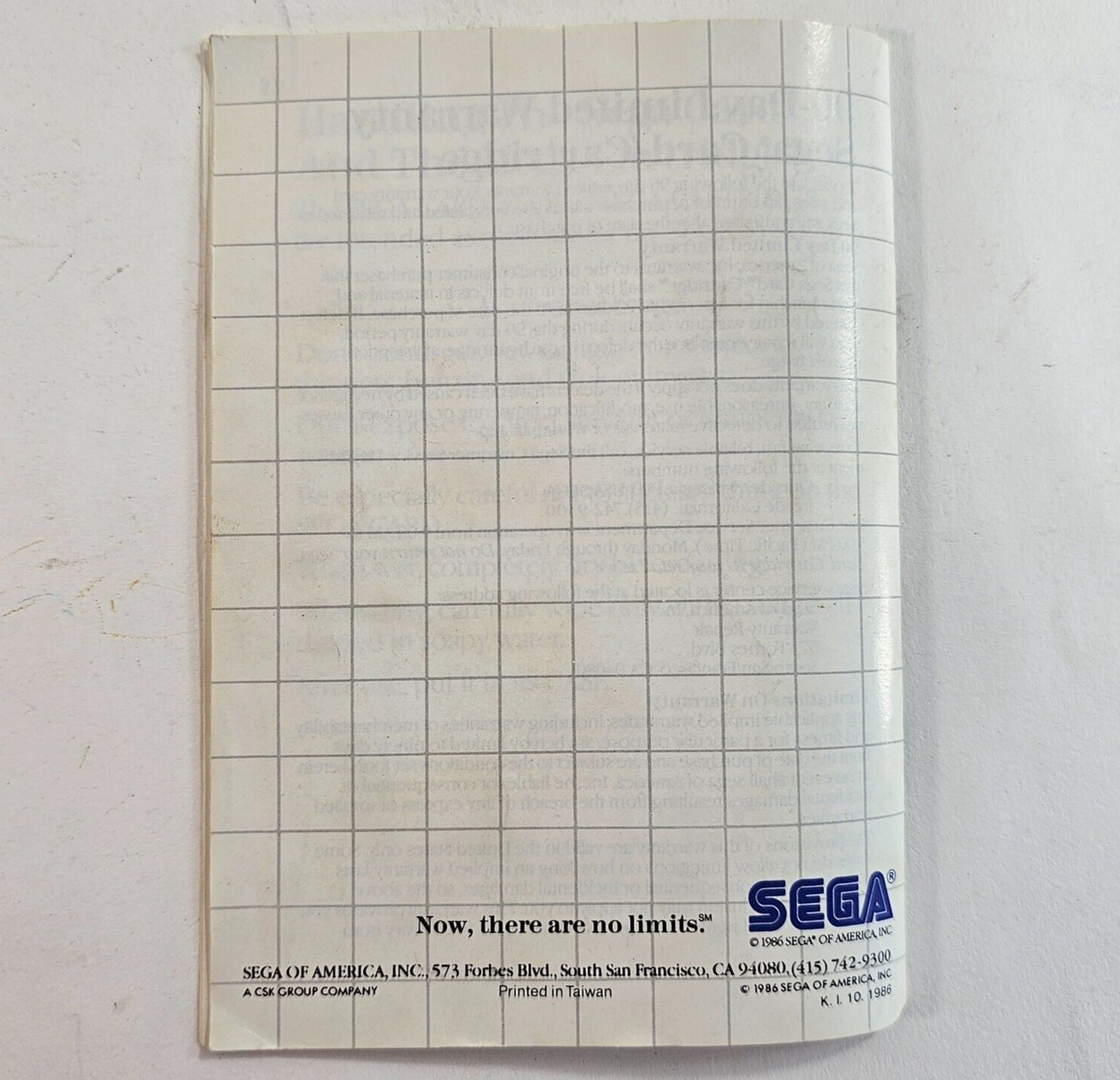 World Grand Prix (Sega Master System, 1986) Game Case Manual - Tested & Working