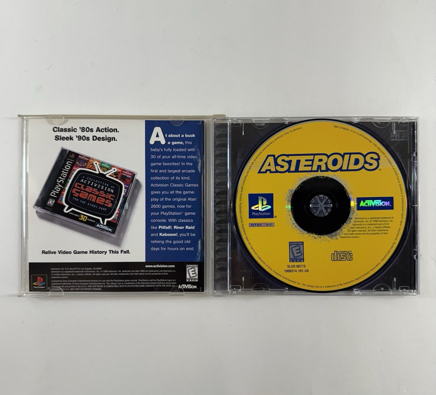 Asteroids (Sony PlayStation 1, 1998) Game Case Manual Registration Card - Tested