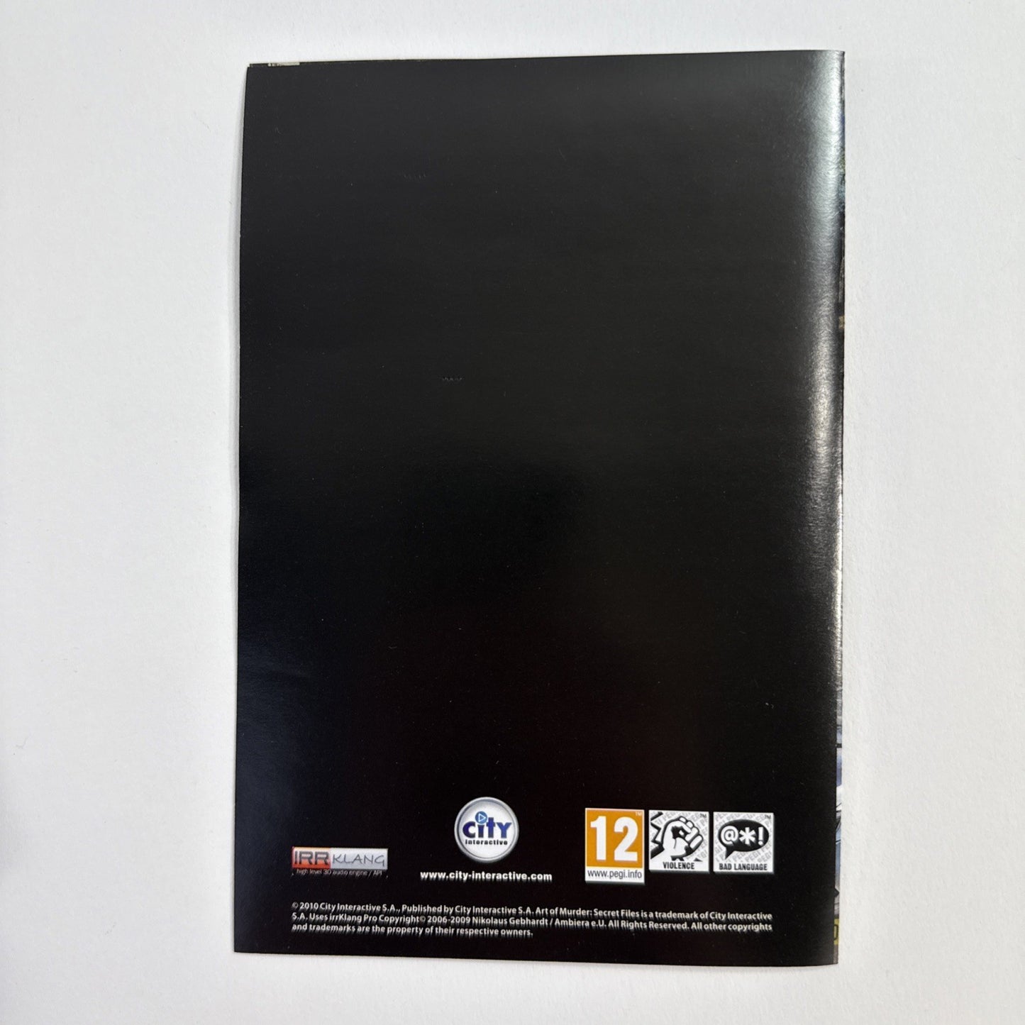 Art Of Murder: The Secret Files (PC CD, 2010) Game Case Manual Sleeve - Untested