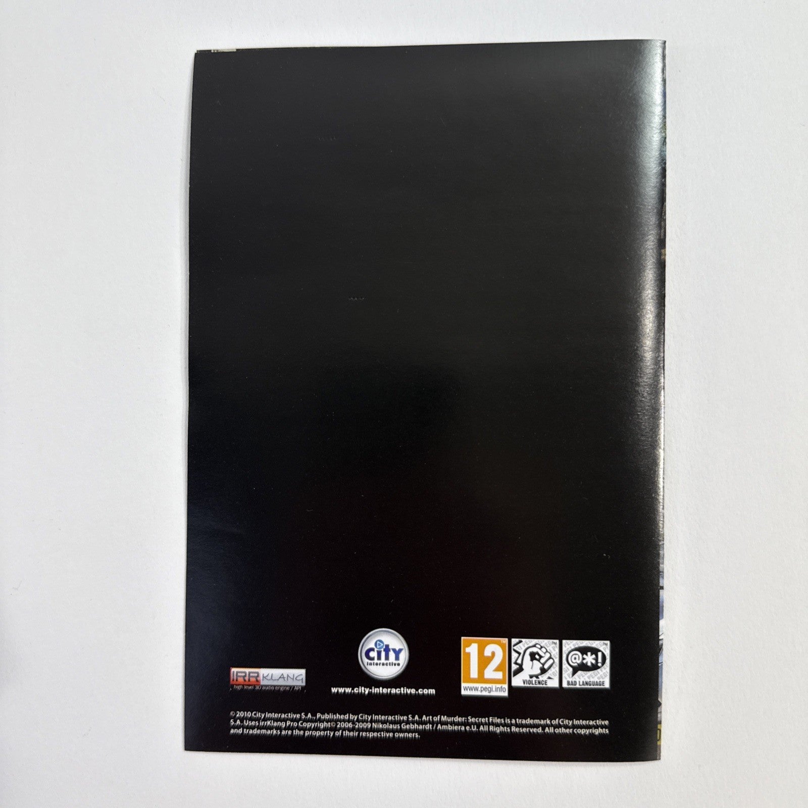 Art Of Murder: The Secret Files (PC CD, 2010) Game Case Manual Sleeve - Untested