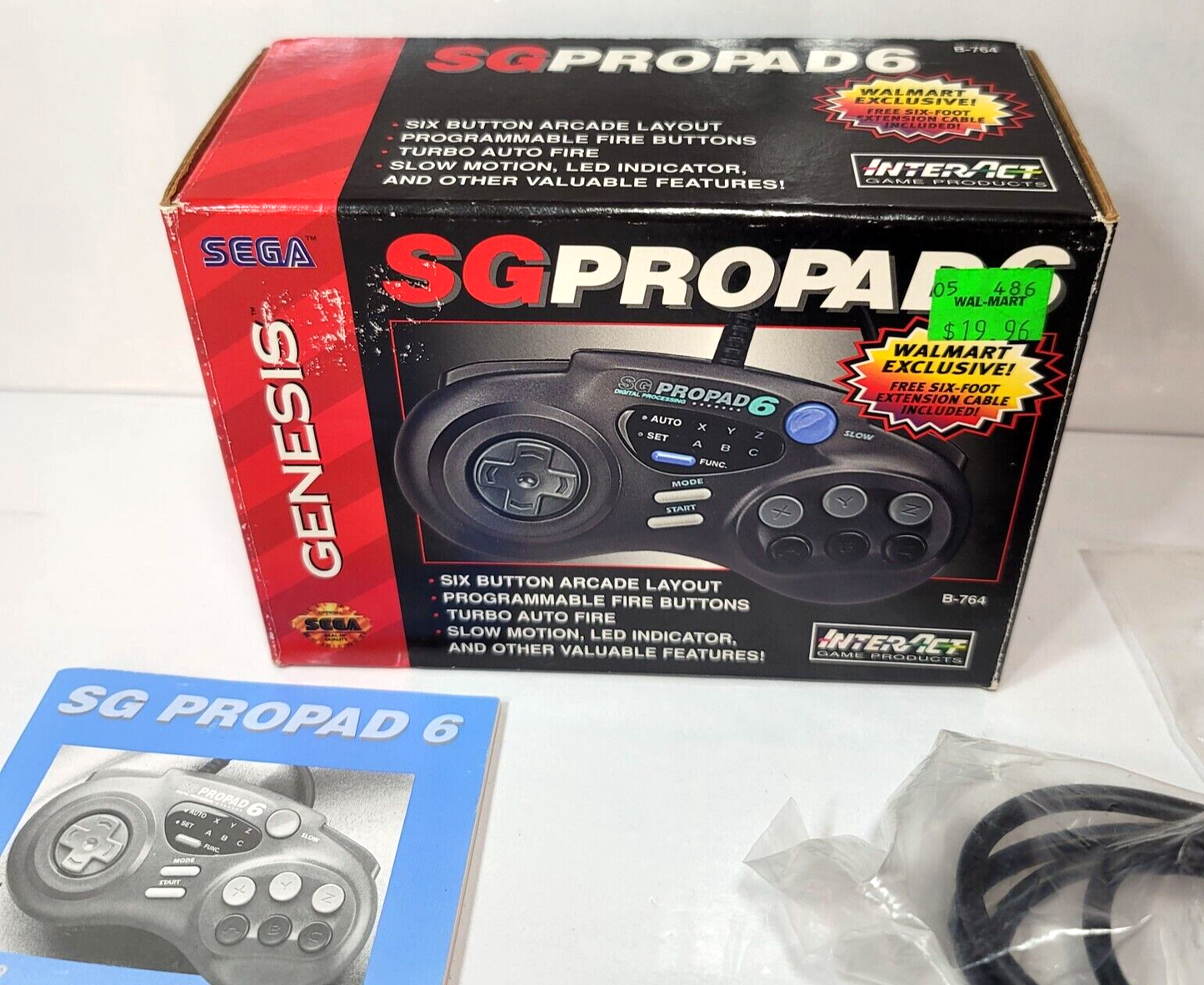 Interact SG ProPad 6 Sega Genesis Controller with Box, Manual, and Registration