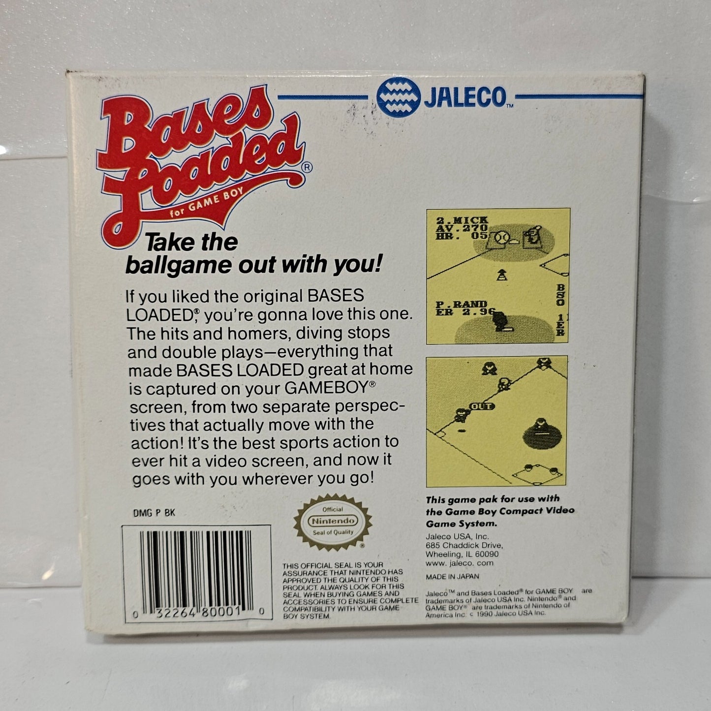 Bases Loaded (GameBoy, 1990) Game Box Manual Inserts Poster Registration -Tested