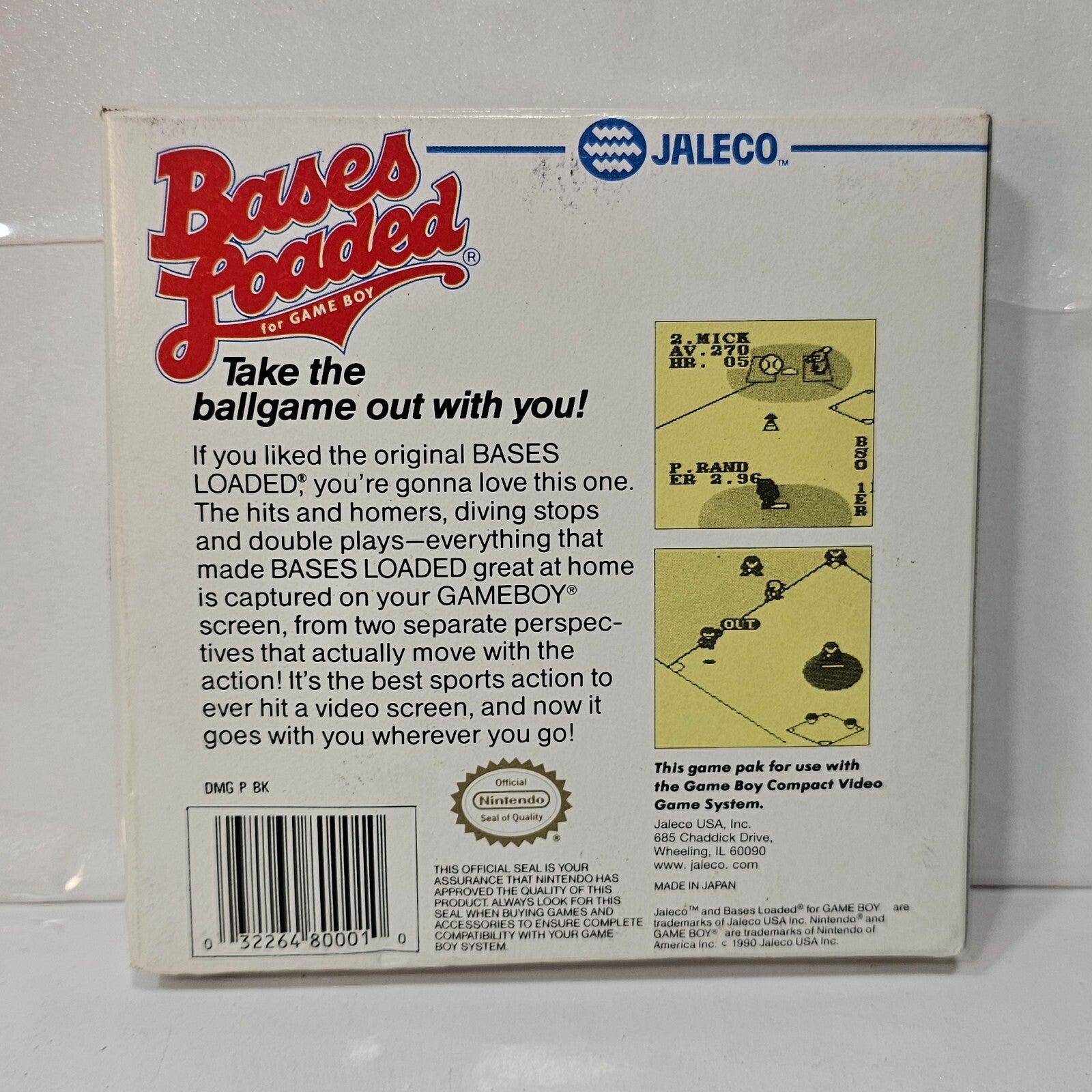 Bases Loaded (GameBoy, 1990) Game Box Manual Inserts Poster Registration -Tested