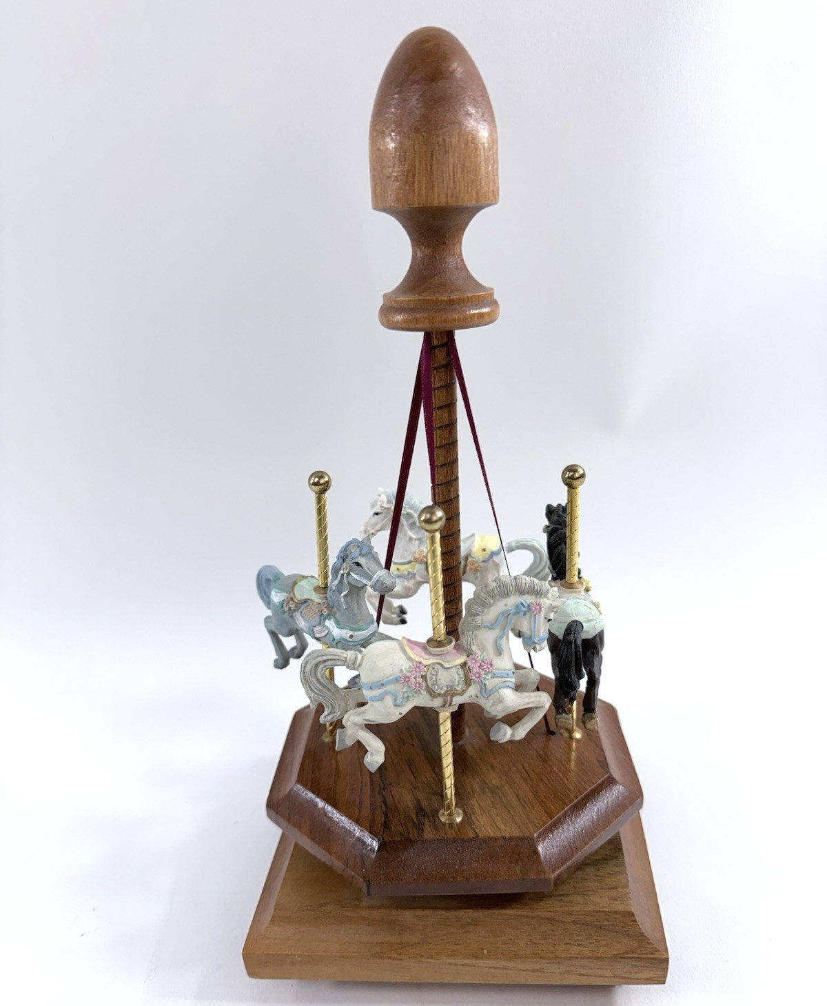 Generations Wooden Base Musical Four-Horse Carousel - Made In USA - Tested