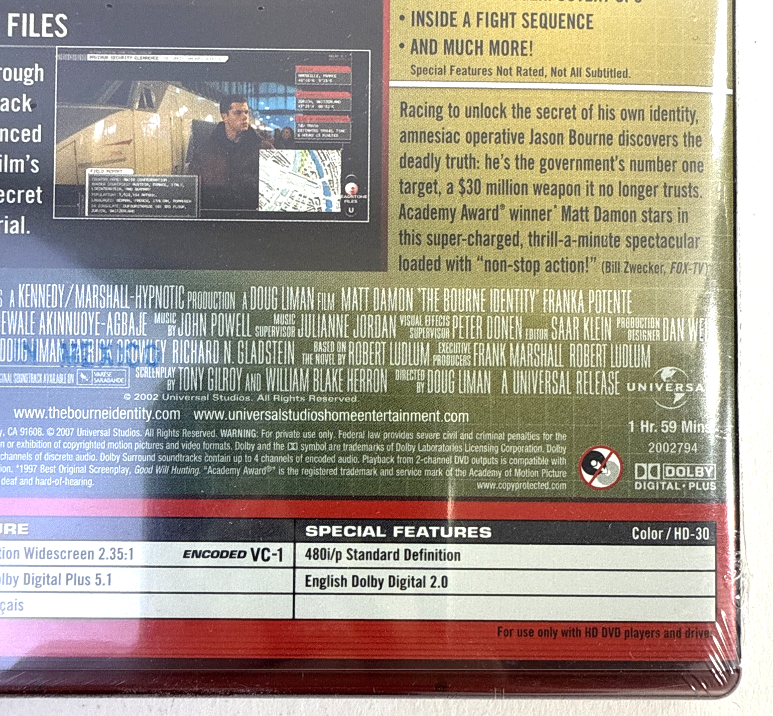 The Bourne Identity (HD-DVD, 2007) Promotional Disc - New, Factory Sealed