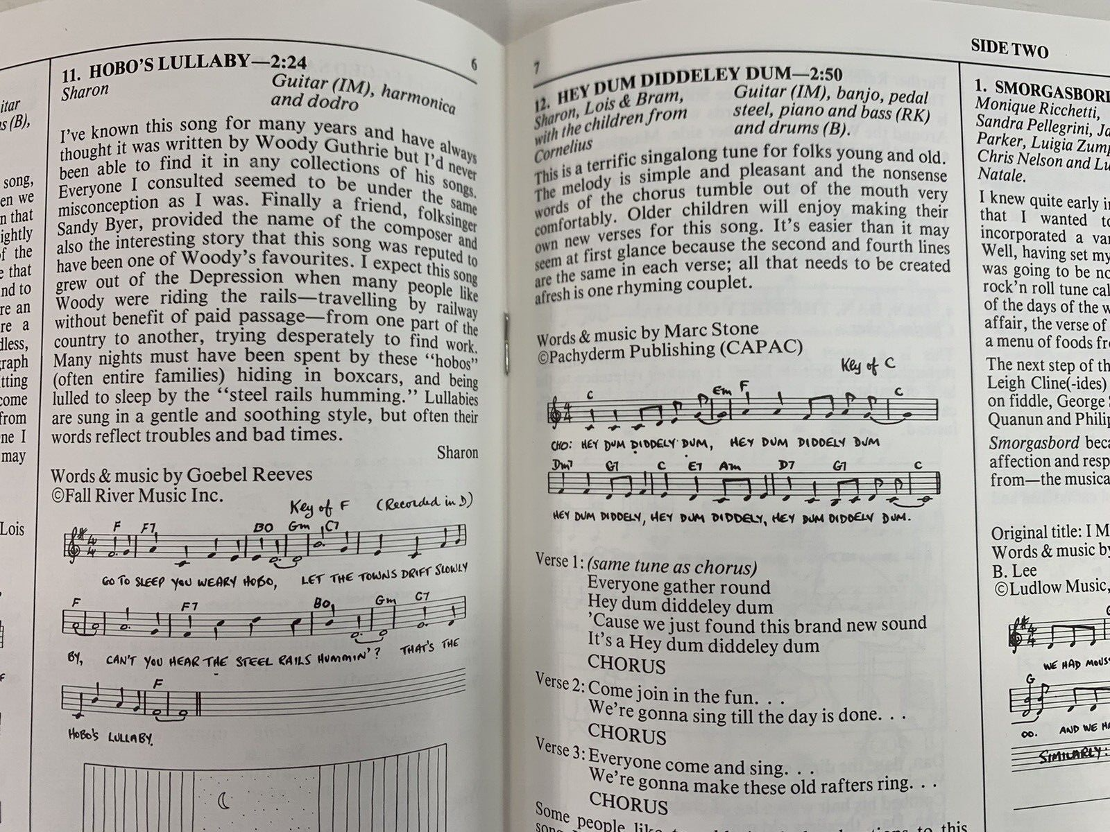 Sharon Lois & Bram: Smorgasbord (Vinyl LP, 1984 Reprint) w/Song Book - Tested