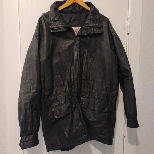 John Ashford Black Leather Men's Coat Size XL  RN18711