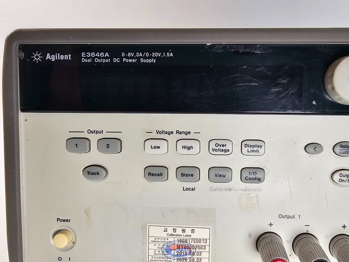 Agilent E3646A Dual Output DC Power Supply 0-8V,3A/0-20V,1.5A - Tested - 2503