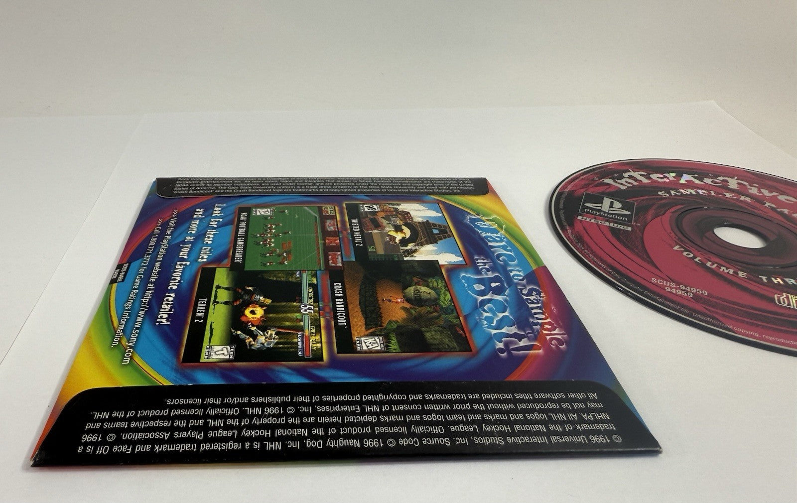 PlayStation Interactive Sampler Vol. 3 (Sony PlayStation 1, 1996) Game & Sleeve