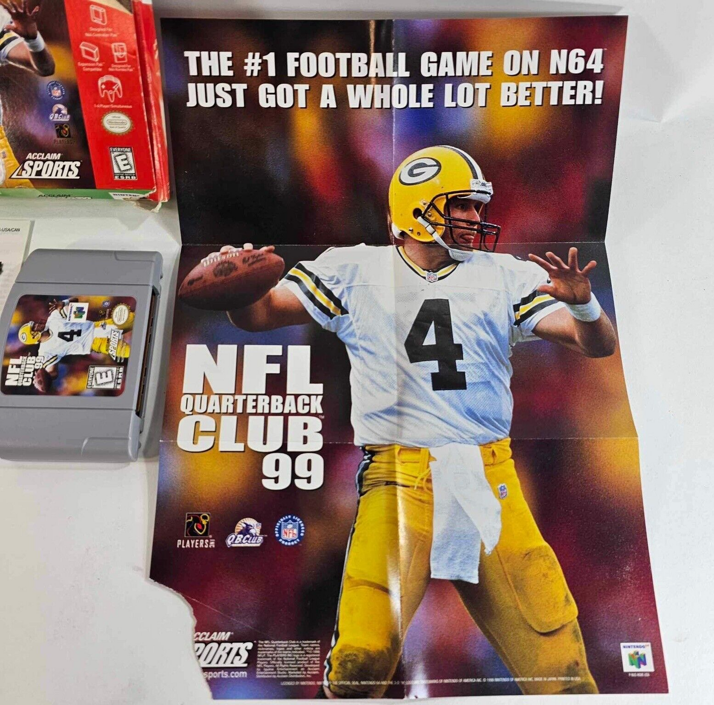 NFL Quarterback Club 99 (Nintendo 64, 2000) Game Box Poster Insert - Tested