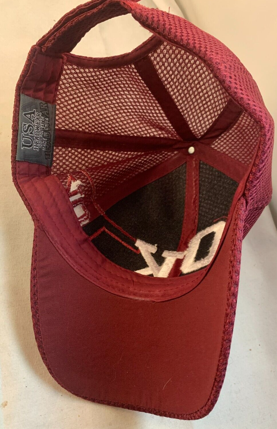 Oklahoma State Embroidered Maroon Adjustable Mesh Hat by USA Headwear