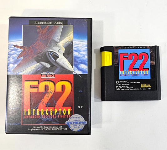 F22 Interceptor (Sega Genesis, 1991) Game and Case - Tested