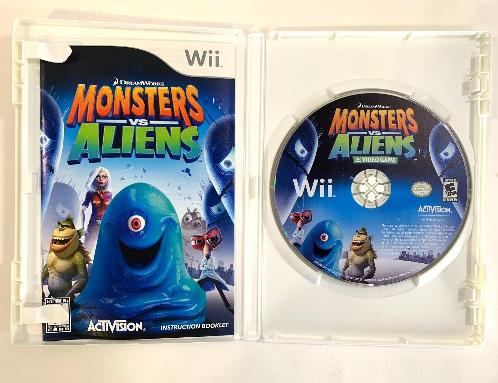 Monsters vs. Aliens (Nintendo Wii, 2009) Game Case Manual - Tested and Working