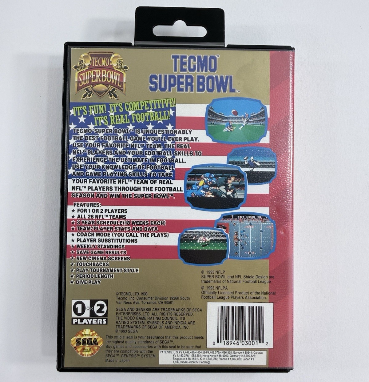 Tecmo Super Bowl (Sega Genesis, 1993) Game, Case, Manual - Tested and Working