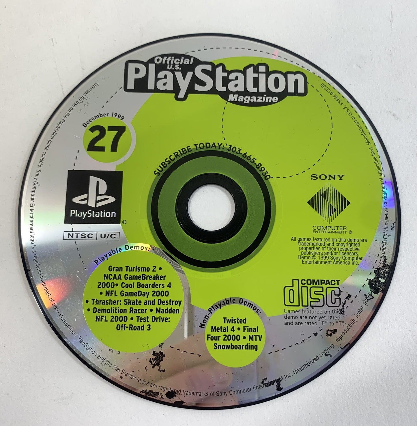PlayStation Magazine Demo Disc # 27 December 1999 - Tested And Working