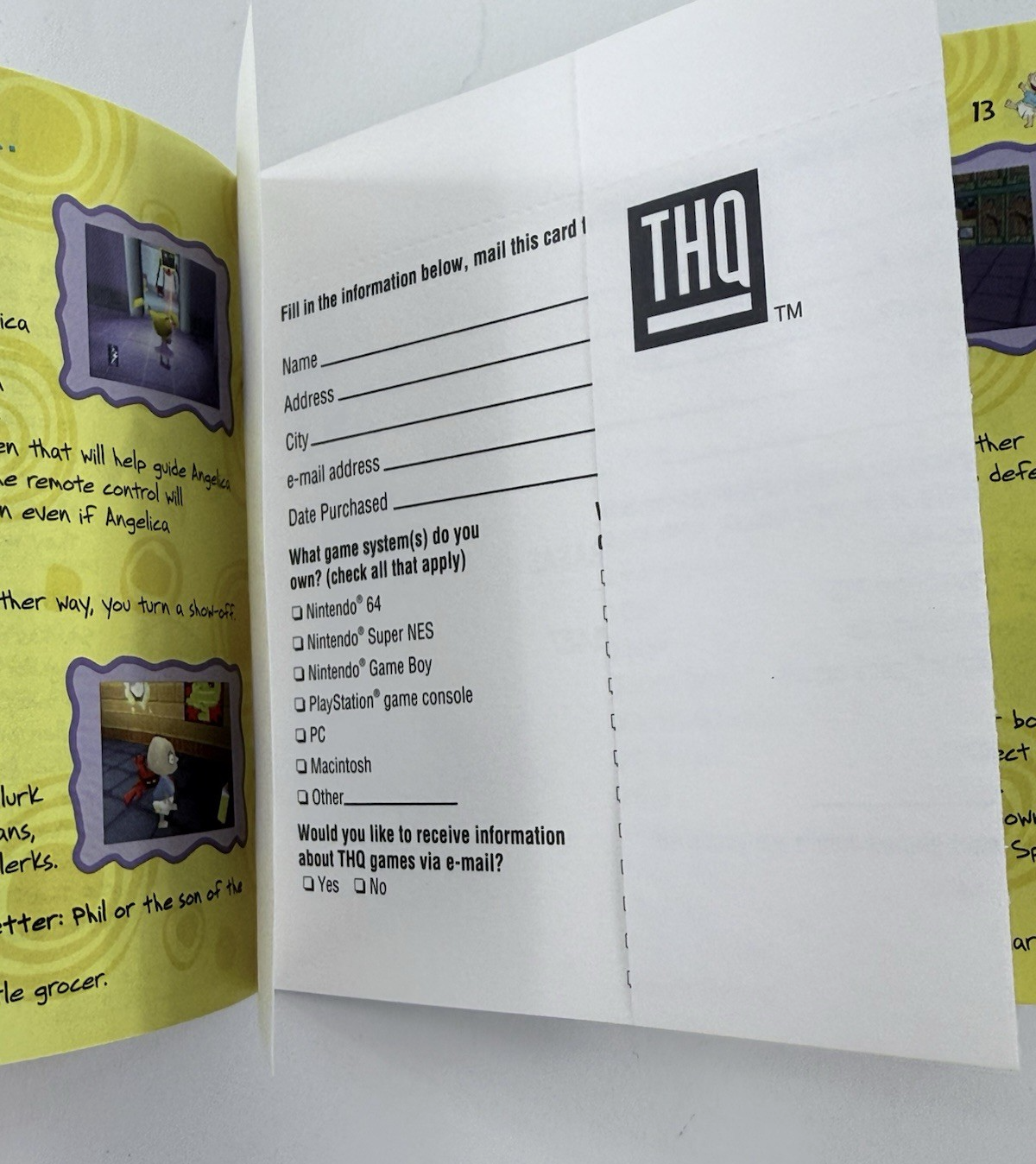 Rugrats: Search for Reptar (PlayStation 1, 1998) Game Case Manual Registration