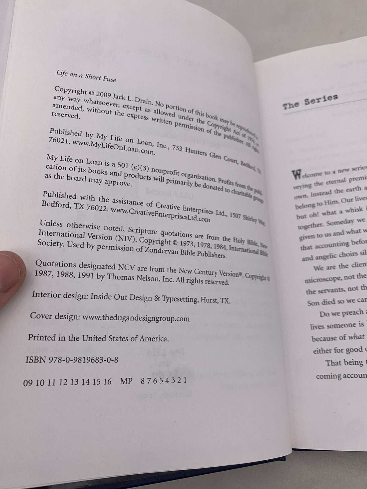 Life On A Short Fuse By Lt. Colonel Jack L. Drain 1st Edition Hardcover, Signed