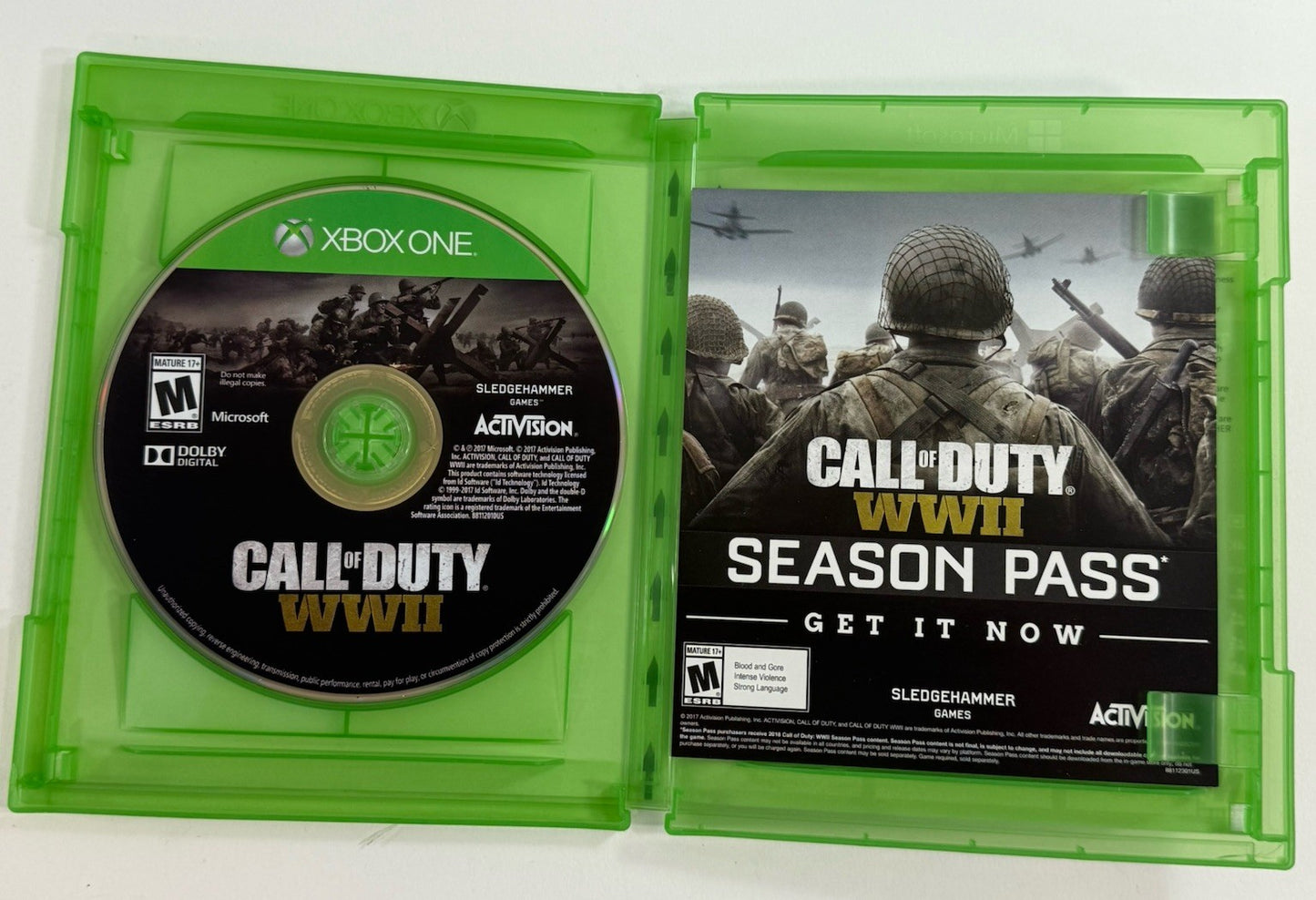 Call of Duty: WWII (Microsoft Xbox One, 2017) Game Case Insert - Tested