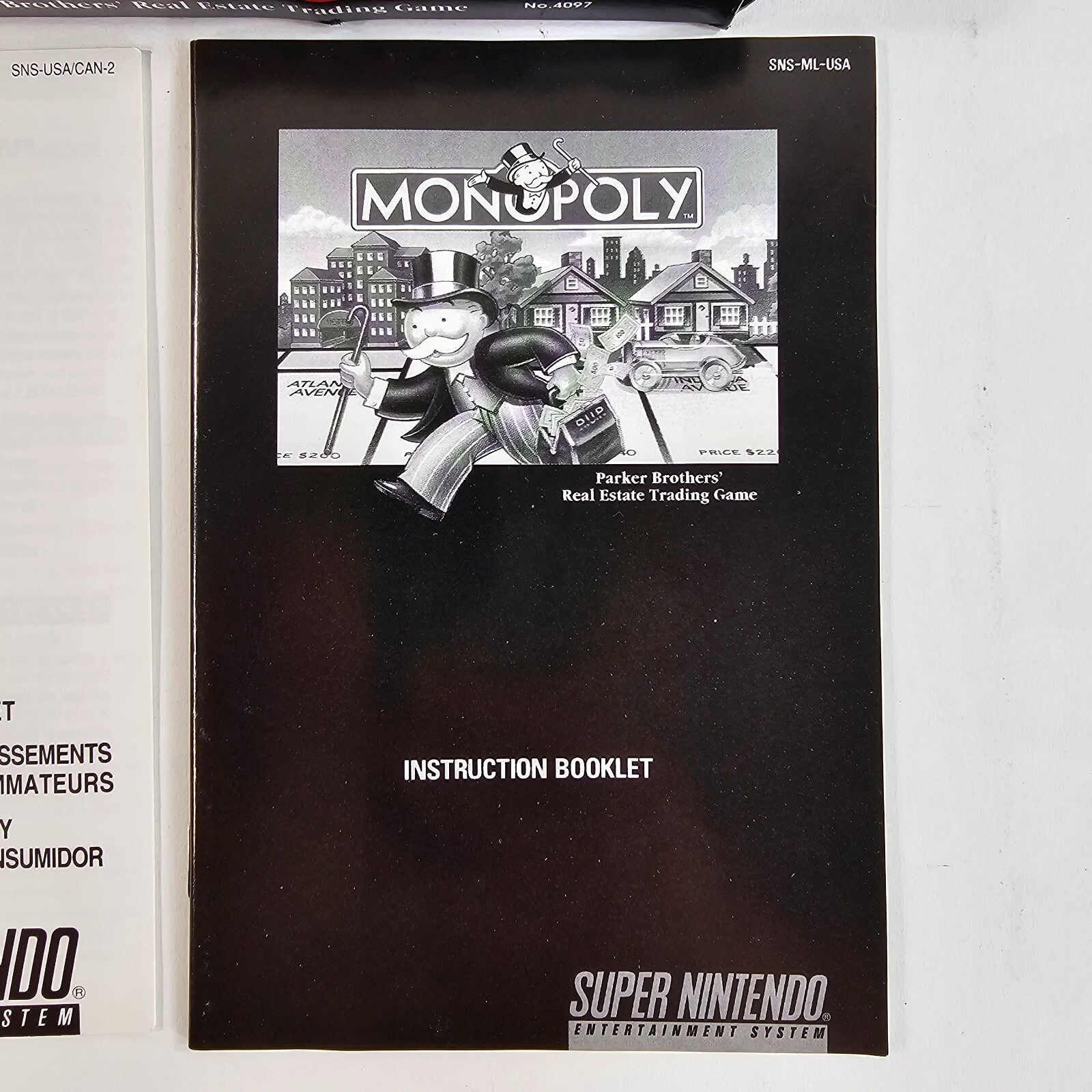 Monopoly (Super Nintendo | SNES, 1992) Box Manual and Insert