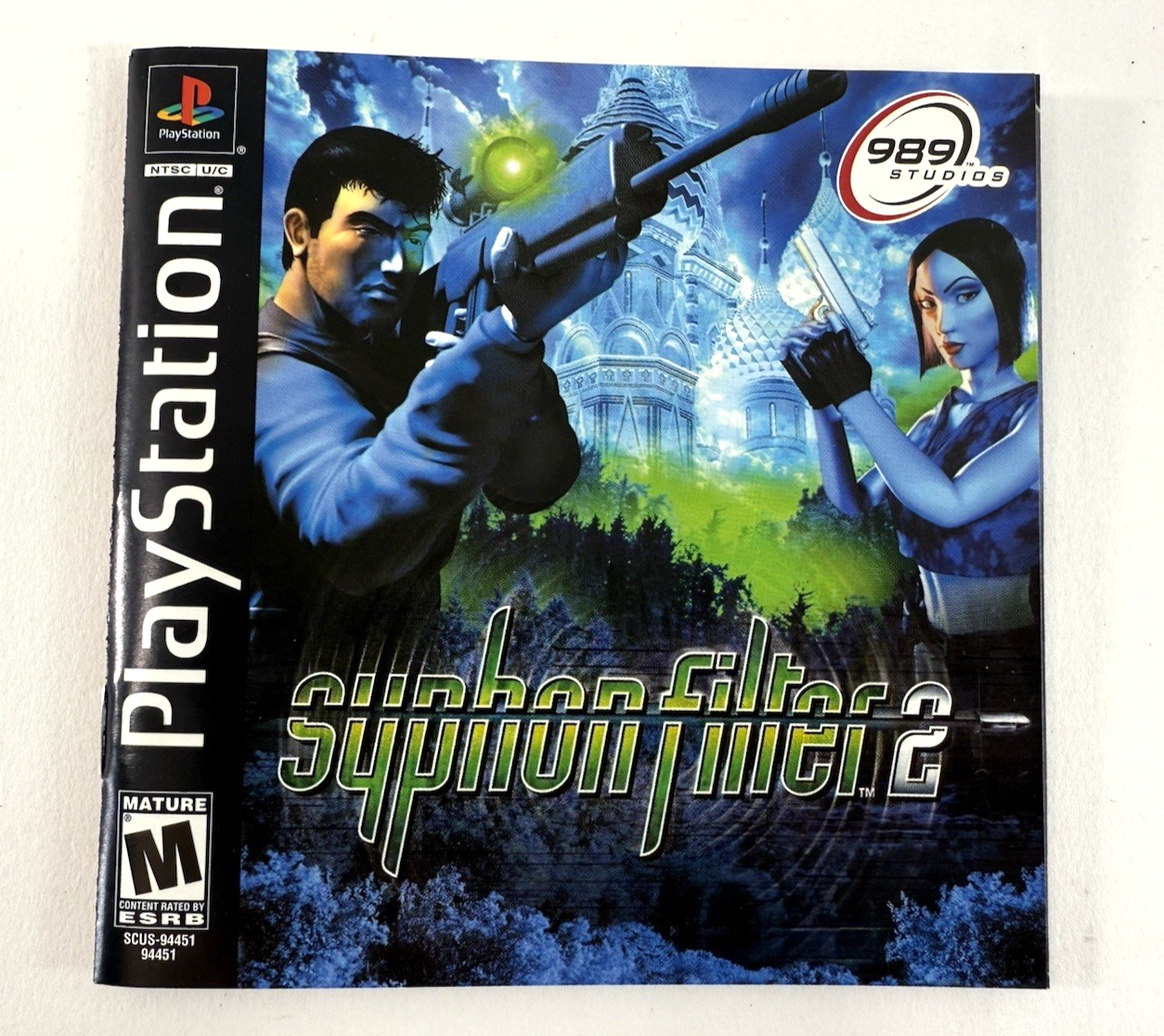 Syphon Filter 2 (Sony PlayStation 1, 2000) Game Discs, Case, Manual - Tested