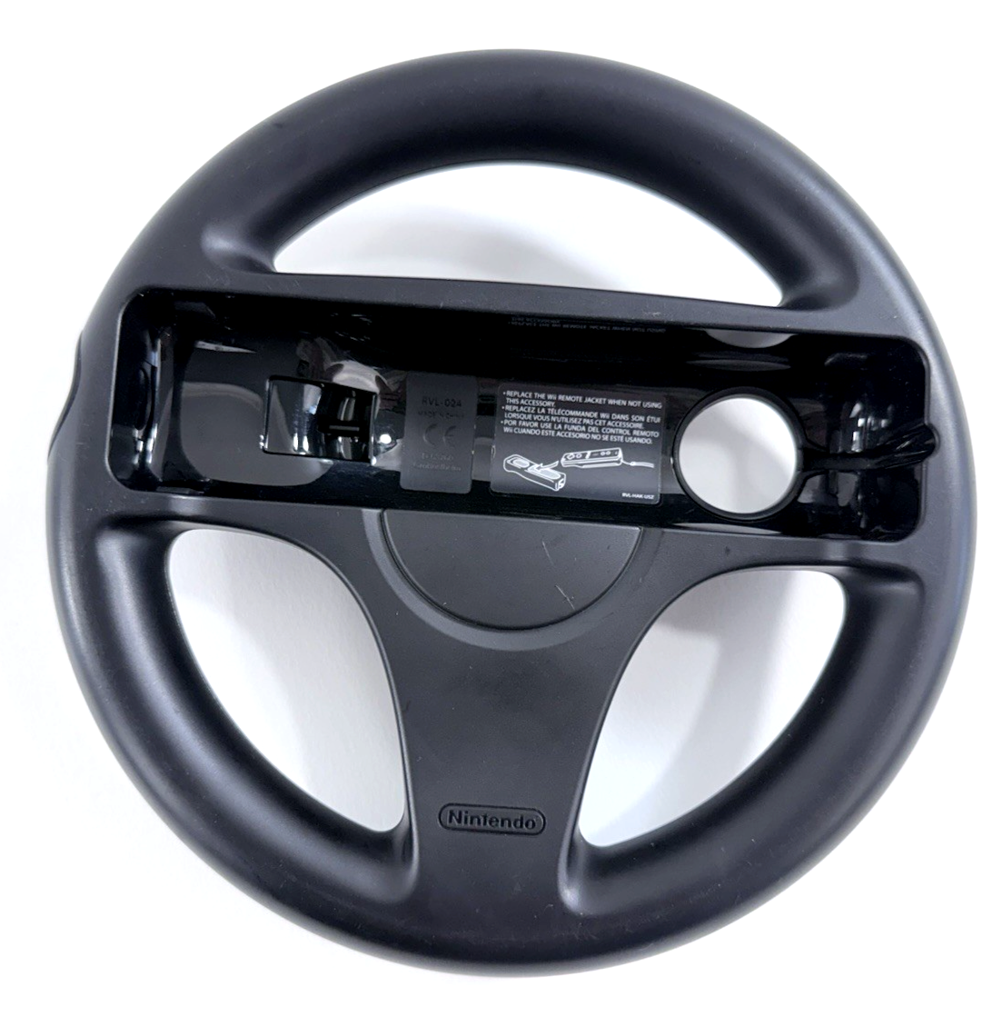 Nintendo Wii Black Steering Wheel Controller Attachment RVL-024 (Set of 2)