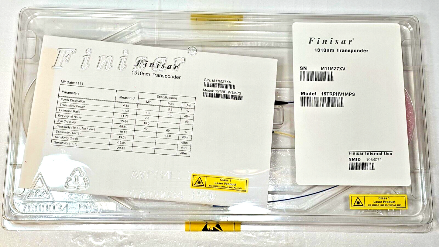 Finisar 1310nm Transponder 15TRPHV1MPS - New/Factory Sealed