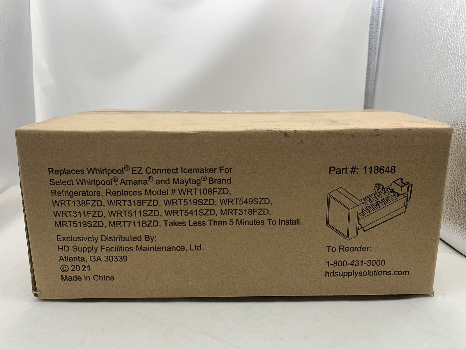 Replacement Ice Maker Kit Replaces Whirlpool EZ Connect Ice Maker Part#: 118648