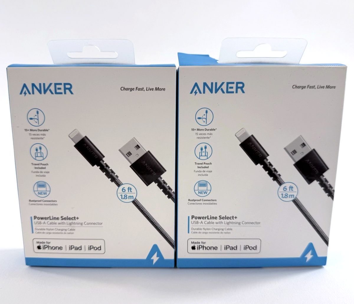 Anker Powerline Select+ 6ft USB-A Cable Lightning Cables MFi Certified - New