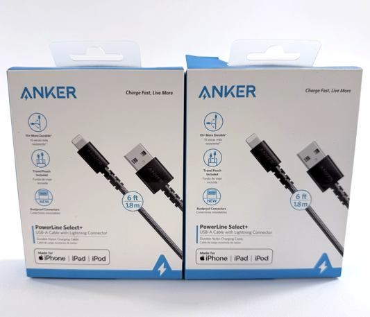 Anker Powerline Select+ 6ft USB-A Cable Lightning Cables MFi Certified - New