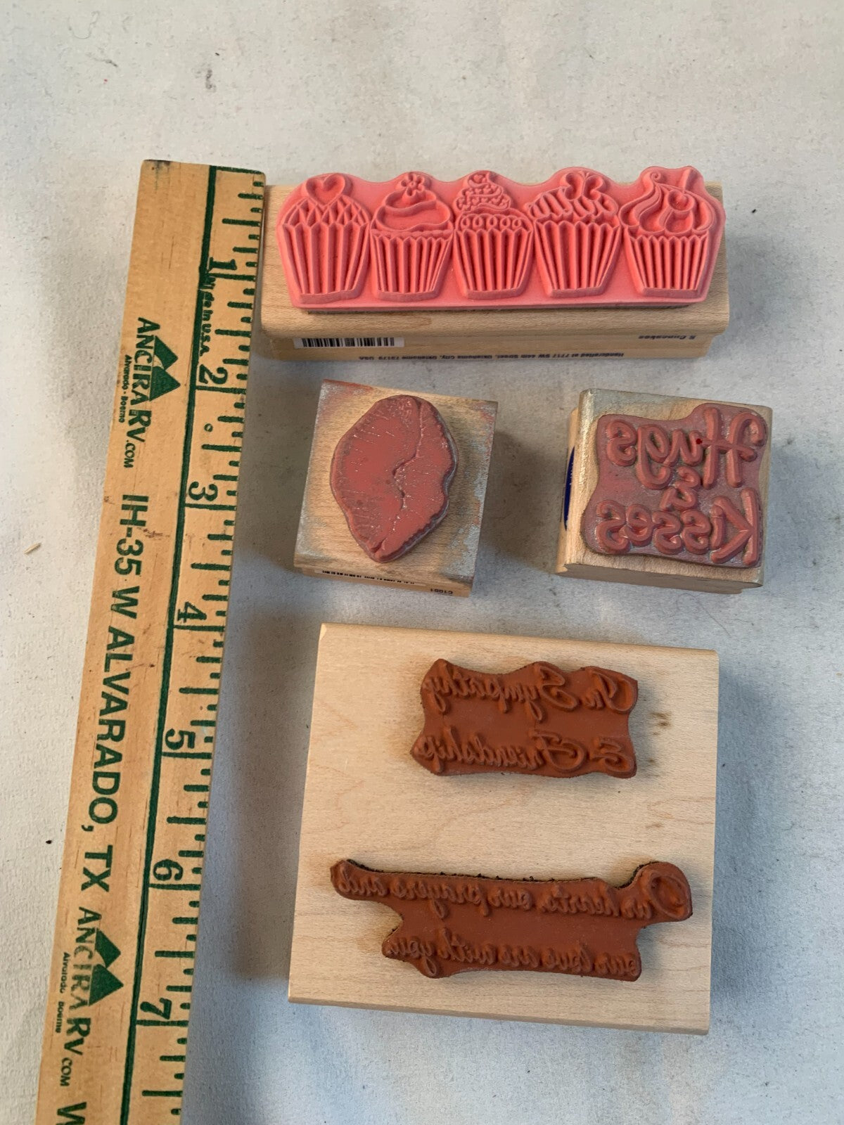 Lot of 4 stamps - Hugs and Kisses, Friendship, Cupcakes, Kiss