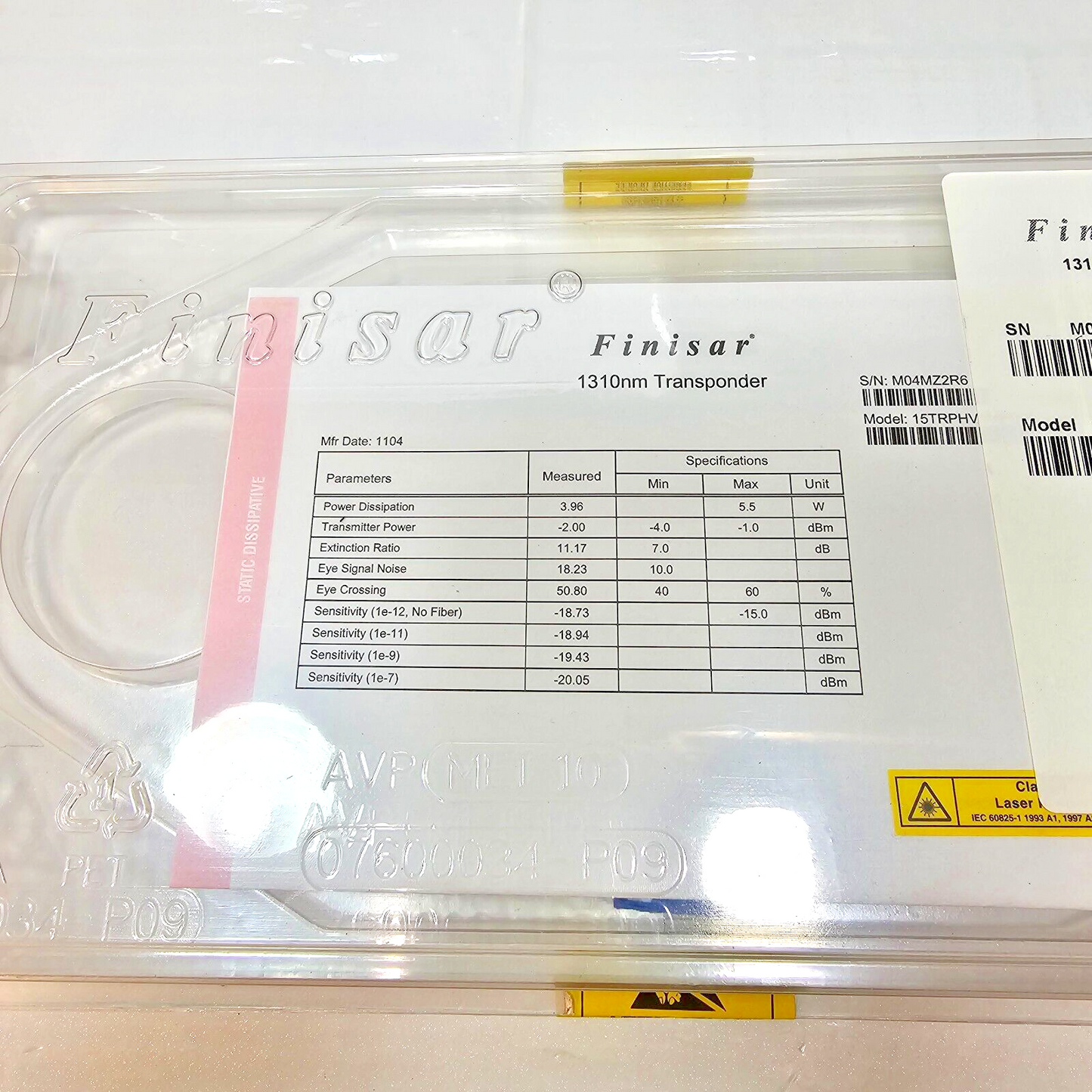 Finisar 1310nm Transponder 15TRPHV1MPS New Sealed