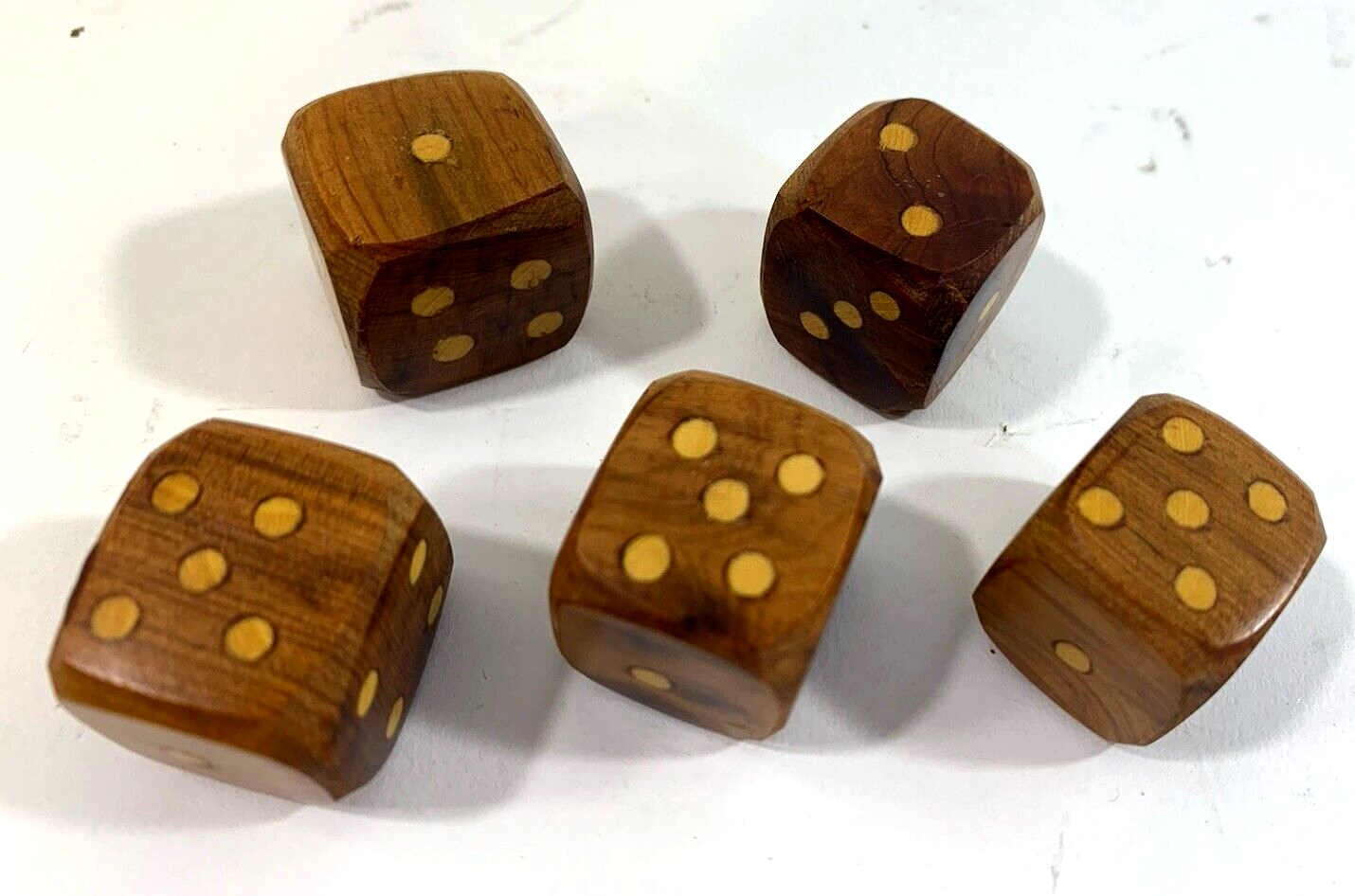 Hand Carved Wooden Dice in Custom Storage Box - Read