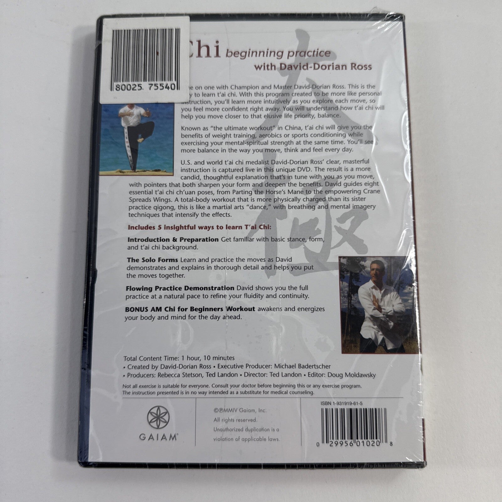 GAIAM: T'ai Chi Beginning Practice - David-Dorian Ross (DVD, 2007) New, Sealed