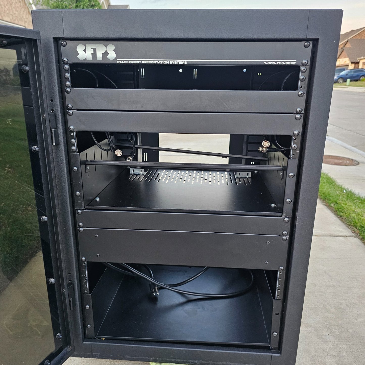 Stage Front Presentation Systems Custom Mounted Audio/Video Cabinet - Read