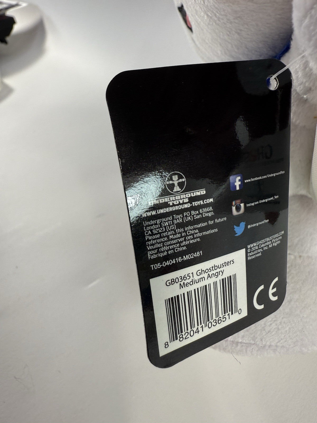 Underground 2016 Ghostbusters Stay Puft Marshmallow Medium Angry Plush w/Tags