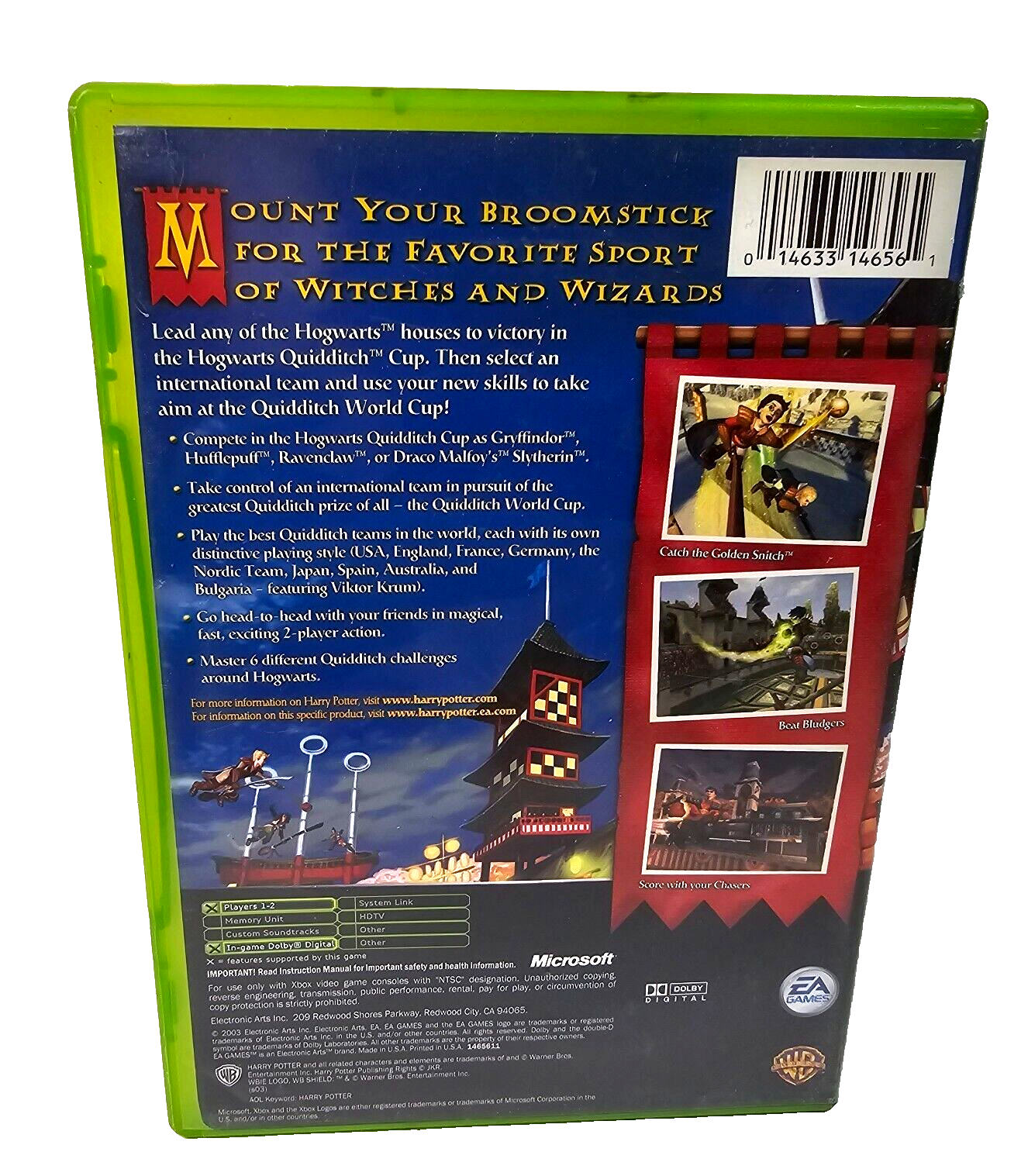 Harry Potter Quidditch World Cup (Xbox, 2003) Game Case Manual CIB