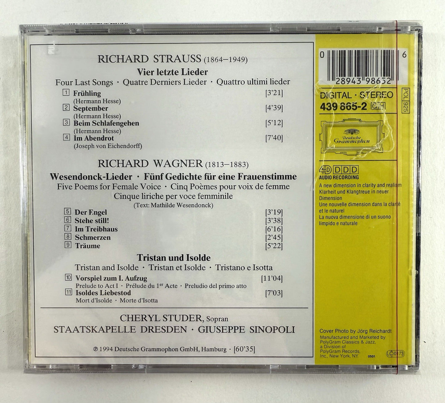 Strauss/Wagner/Tristan & Isolde (Deutche Grammophon CD, 1994) by C. Studer - New