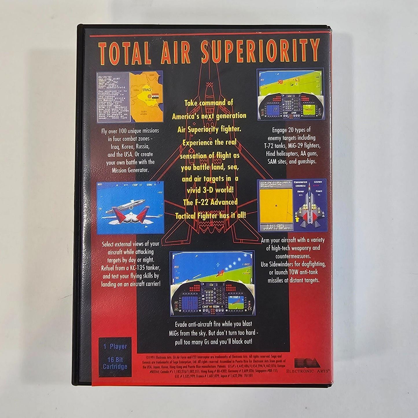 F22 Interceptor (Sega Genesis, 1991) Game and Case - Tested