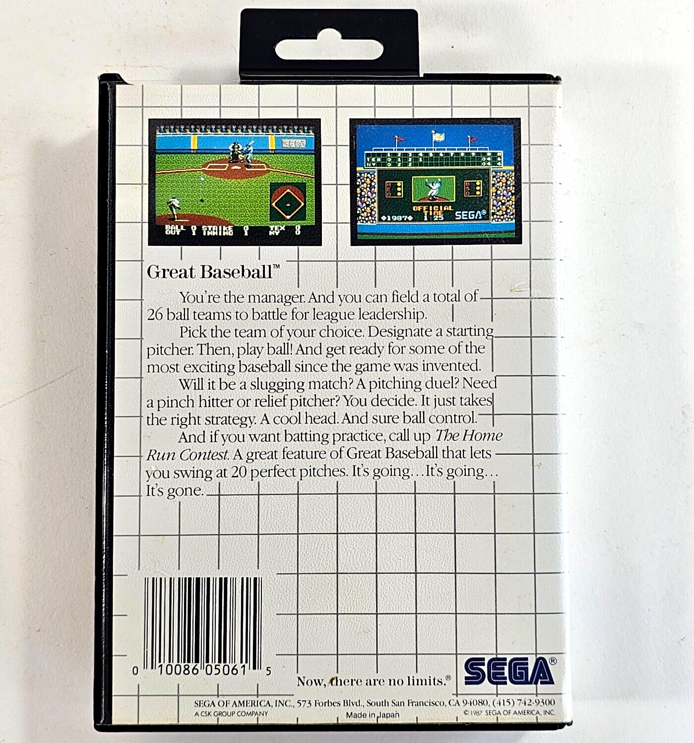 Great Baseball (Sega Master System, 1987) Game and Case - Tested and Working