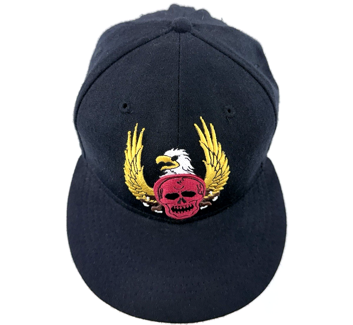 Blac Label Premium Skull Eagle 7 3/8 Black Embroidered Streetwear Fitted Cap