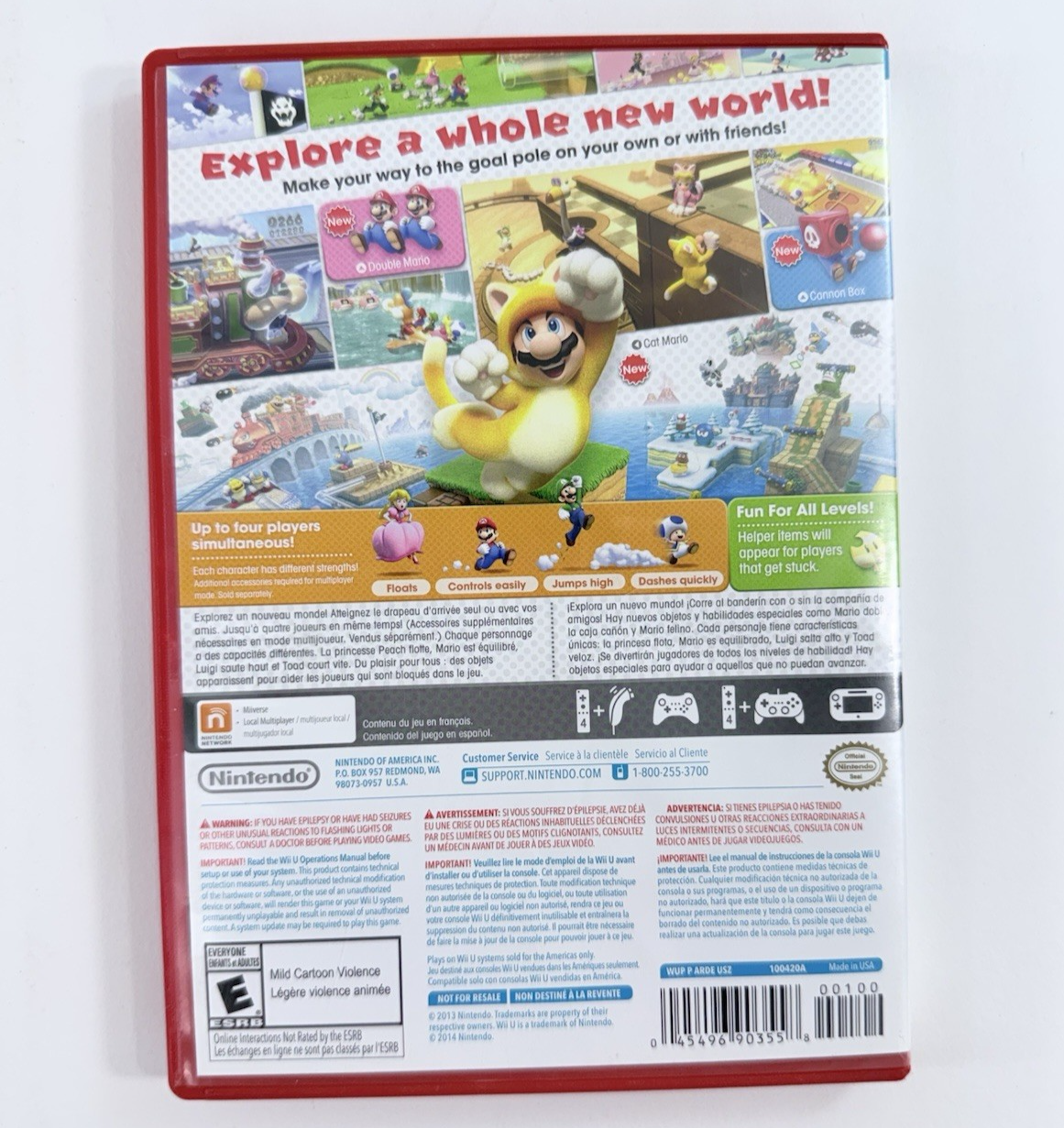 Super Mario 3D World (Nintendo Wii U, 2013) Game, Case, Manual - Tested