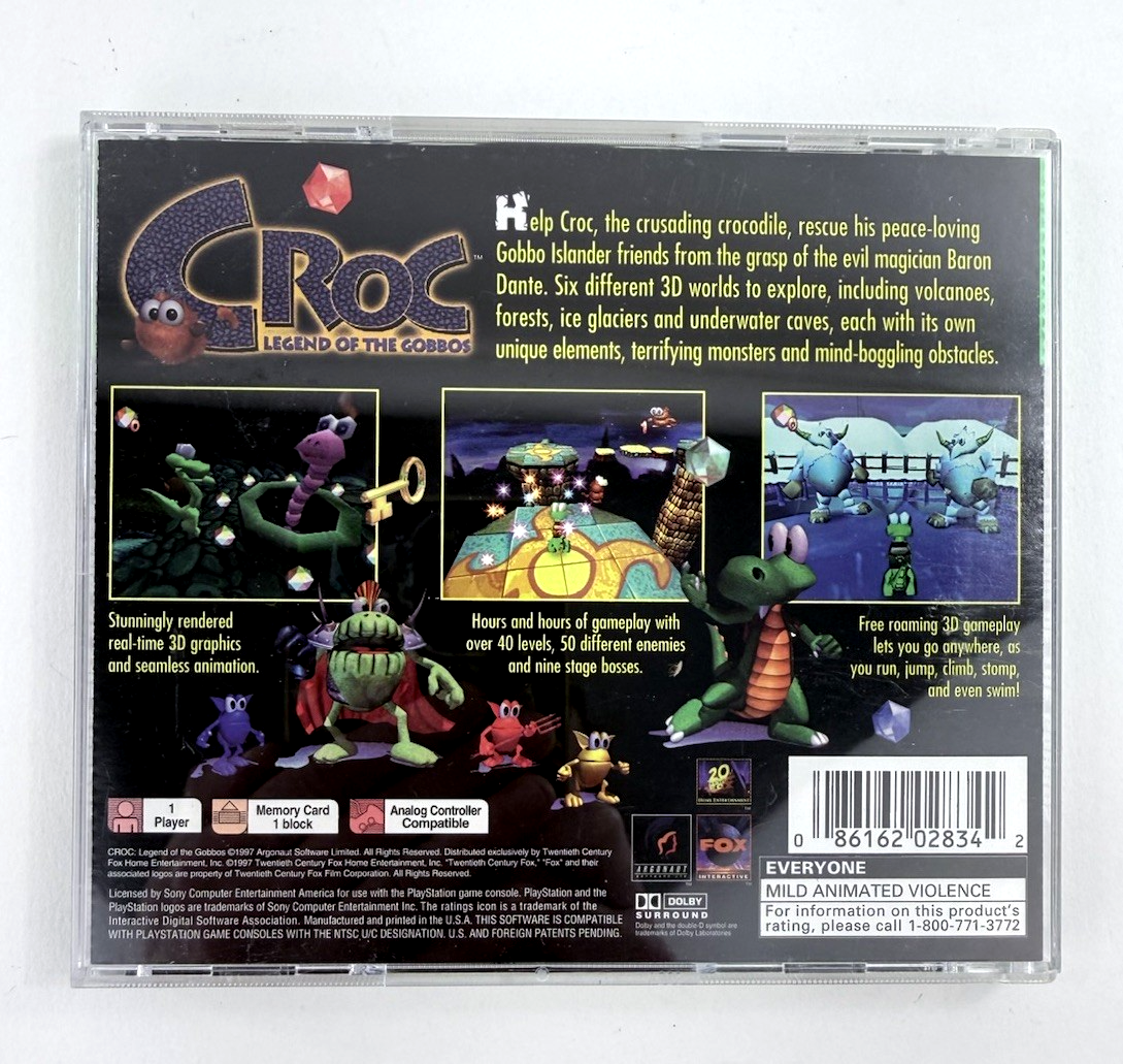 Croc: Legend of the Gobbos (PlayStation 1, 1998) Game Case Manual Registration