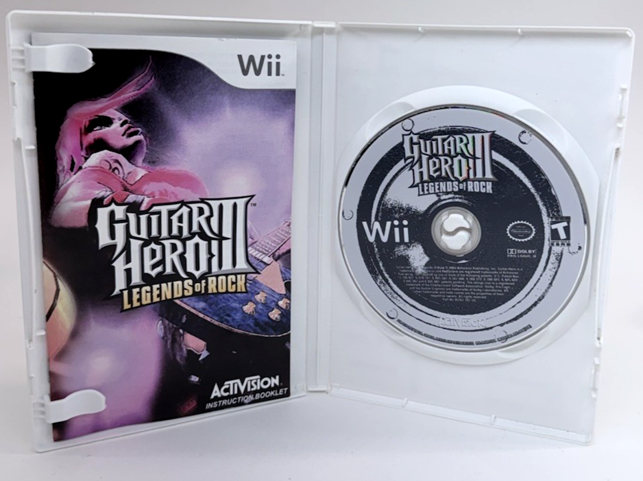 Guitar Hero 3 III Legends Of Rock (Wii, 2006) Game, Case, Manual - Tested