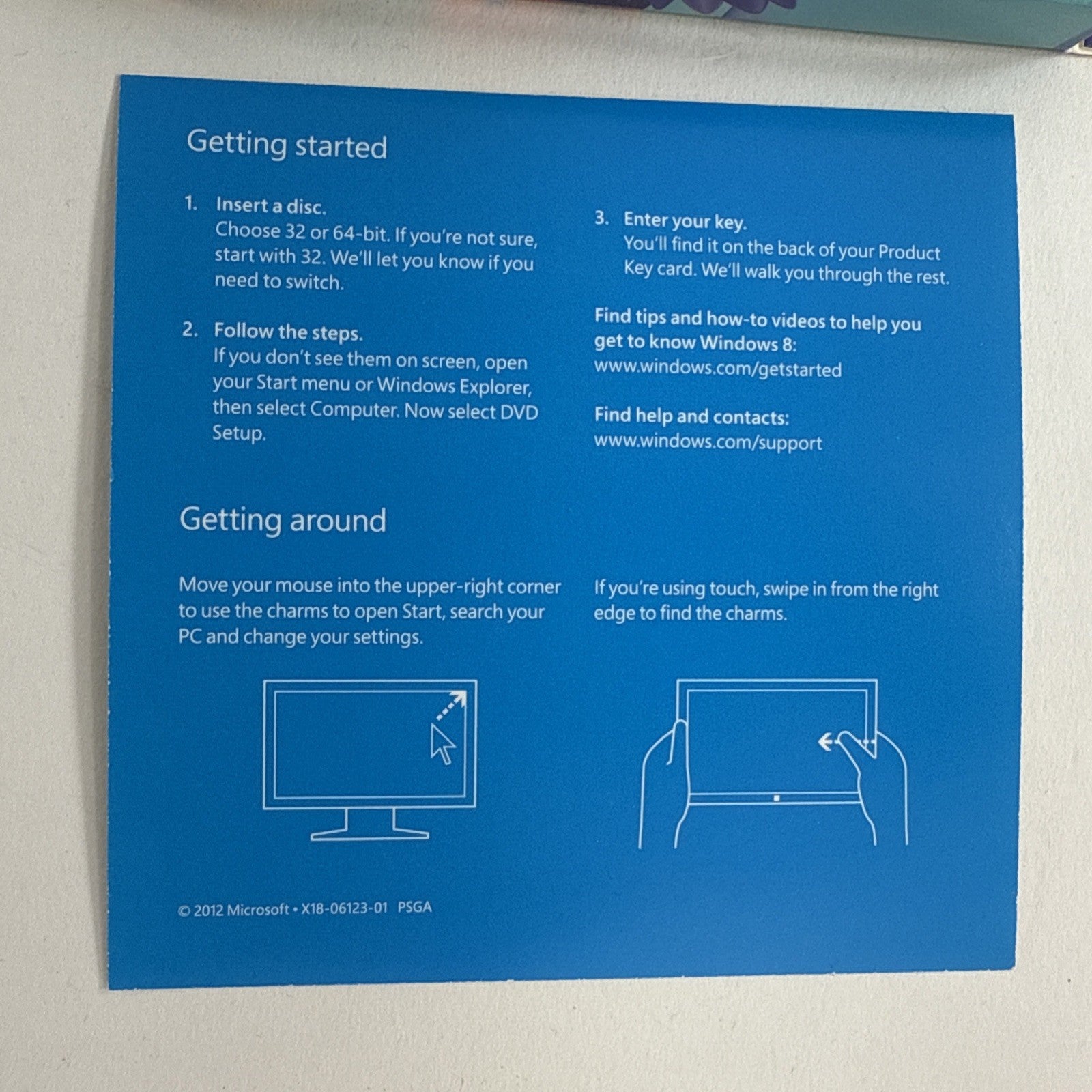 Microsoft 2012 Windows 8 Pro Upgrade for PC DVD - 34/64-bit Software only - Read