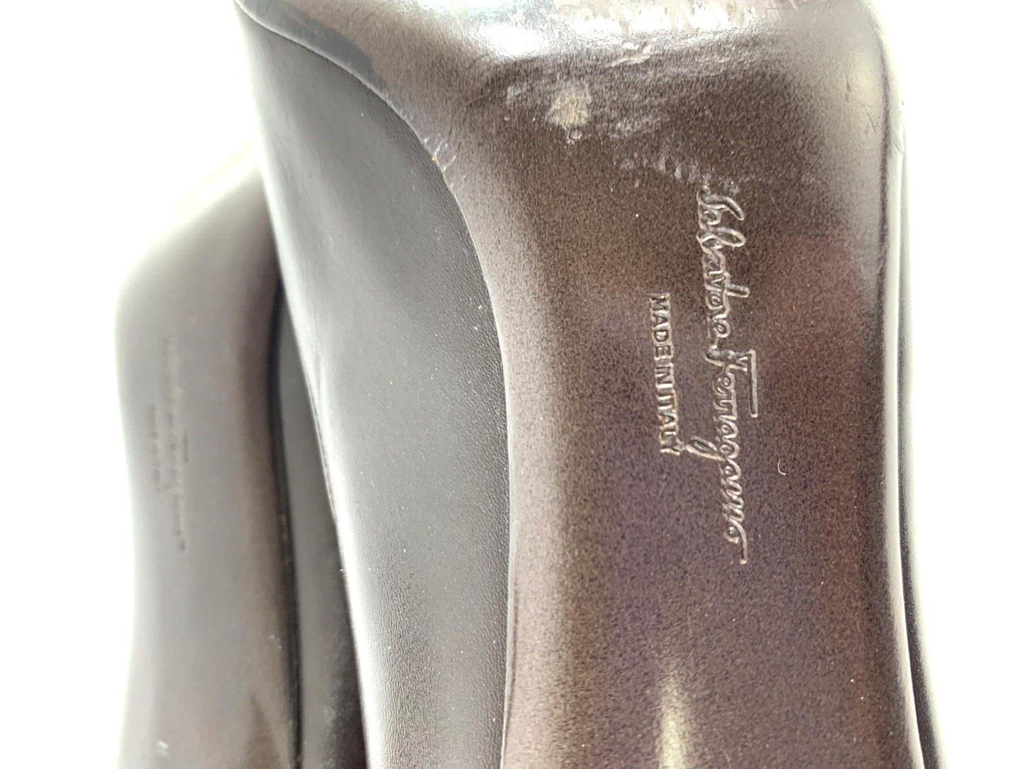 Salvatore Ferragamo Size 7.5 AA Brown Leather Heels Pointed Toe Dress Shoes